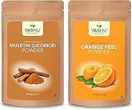 YASHU Pure Licorice (Mulethi) & Orange Peel Face Cleansing Powder for Glow | Natural Detan Face Pack Combo (200g)