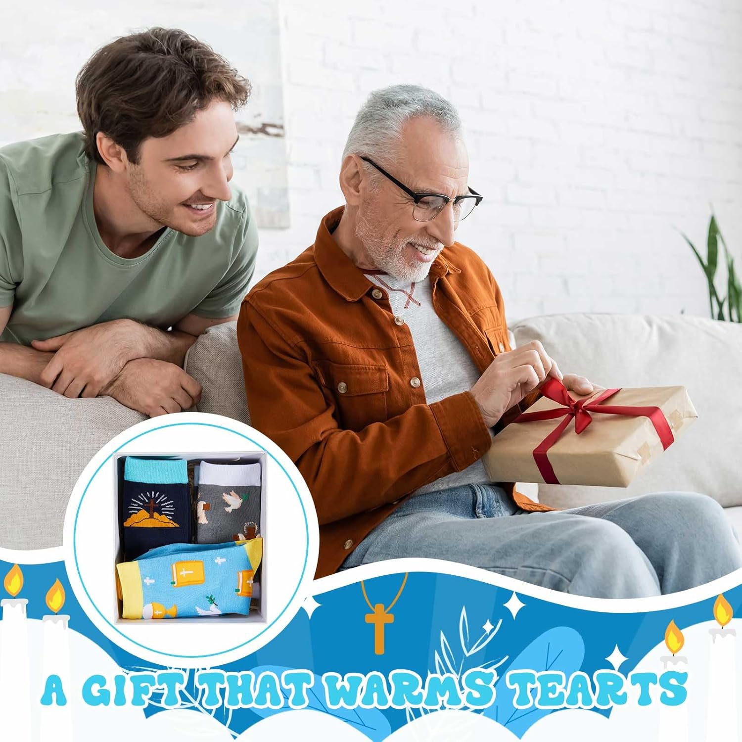 Haysandy 8 Pairs Christian Socks for Men Crew Bible Socks for Men Christmas Gifts Christmas Birthday Holiday Stocking Stuffer - Image 6