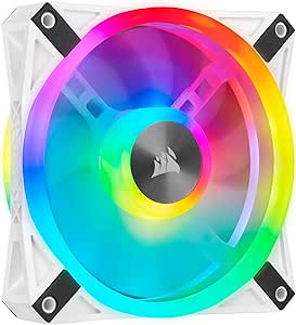 Corsair iCUE QL120 RGB, Ventilateur LED RGB PWM 120 mm (34 LED RGB Paramétrables Individuellement, Allant jusqu’à 1 500 TR/Min, Faible Bruit) Simple Pack - Blanc