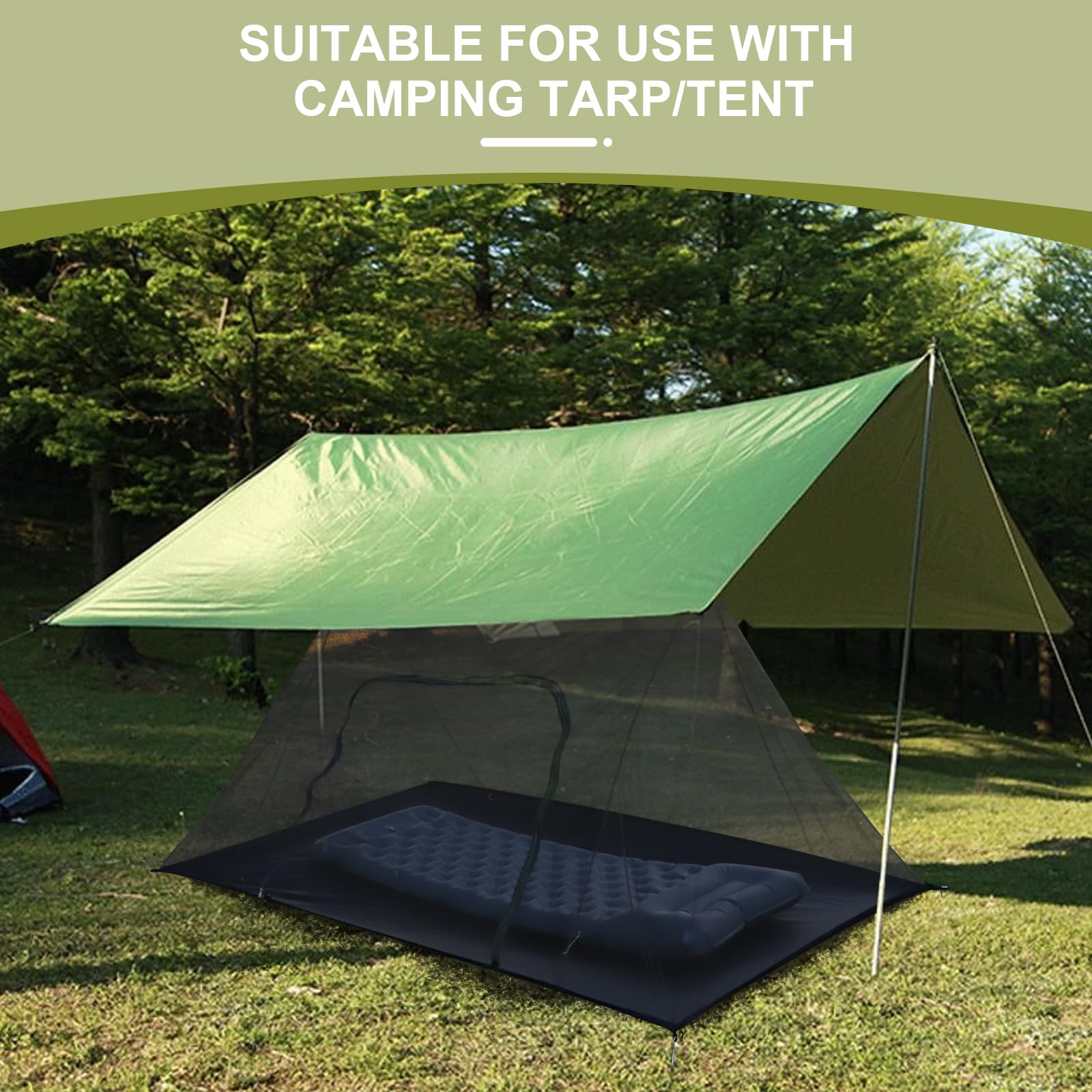 EFUTURETIME Groß Moskitonetz Camping, 240x140x110cm, Mückennetz Outdoor, Leicht Moskitonetz Reise, Moskitozelt mit Reißverschluss für Tour, Wanderung, Satteldach-Schwarz