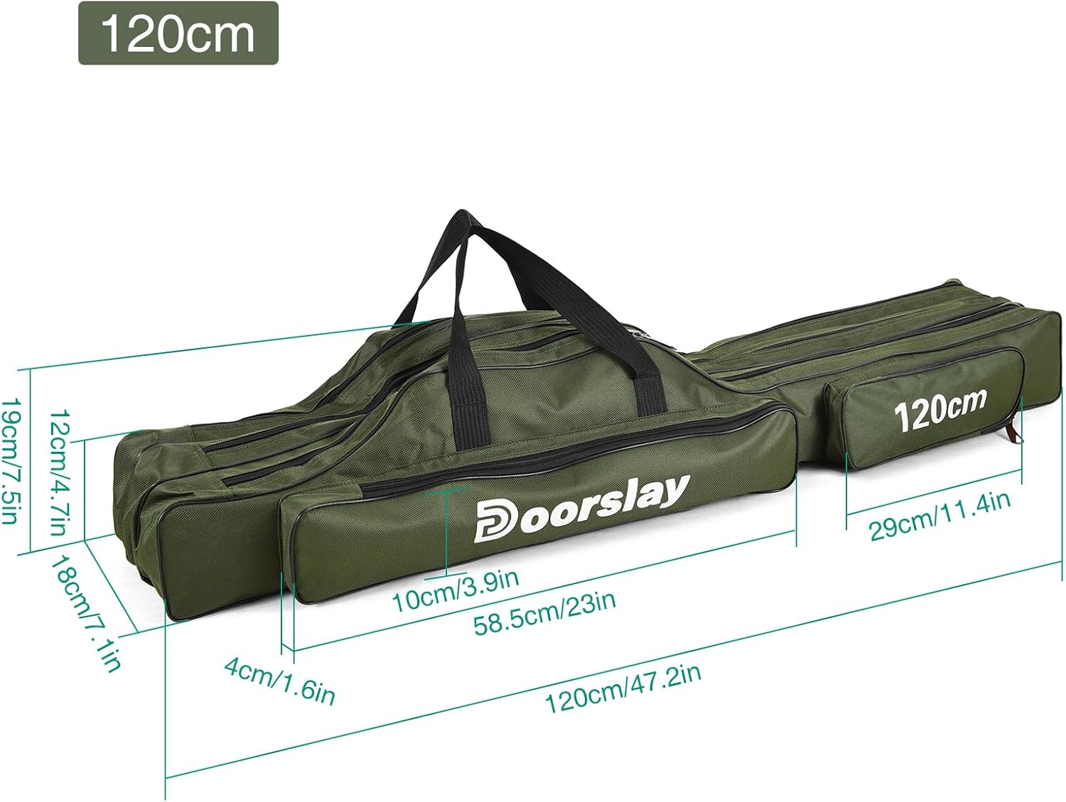 doorslay Fishing Rod Case Three Layers Fishing Rod Bag Oxford Portable Folding Fishing Pole Bag Outdoor Waterproof Tackle Storage Travel Bags Carry Organizer for Fishing Camping Hiking