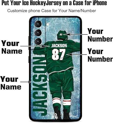 Miniatura 9 de VNGDA Funda personalizada de hockey sobre hielo con nombre y número para Samsung Galaxy S22 S23 S21+ S20 Ultre S21 FE S10 S8 S9 Plus, silicona