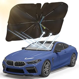 Sun Protection Car Windscreen 140 x 75 cm Improved Rotatable UV Protection Parasol for Car Windscreen, Foldable Parasol Car Windscreen for Most Cars and SUVs