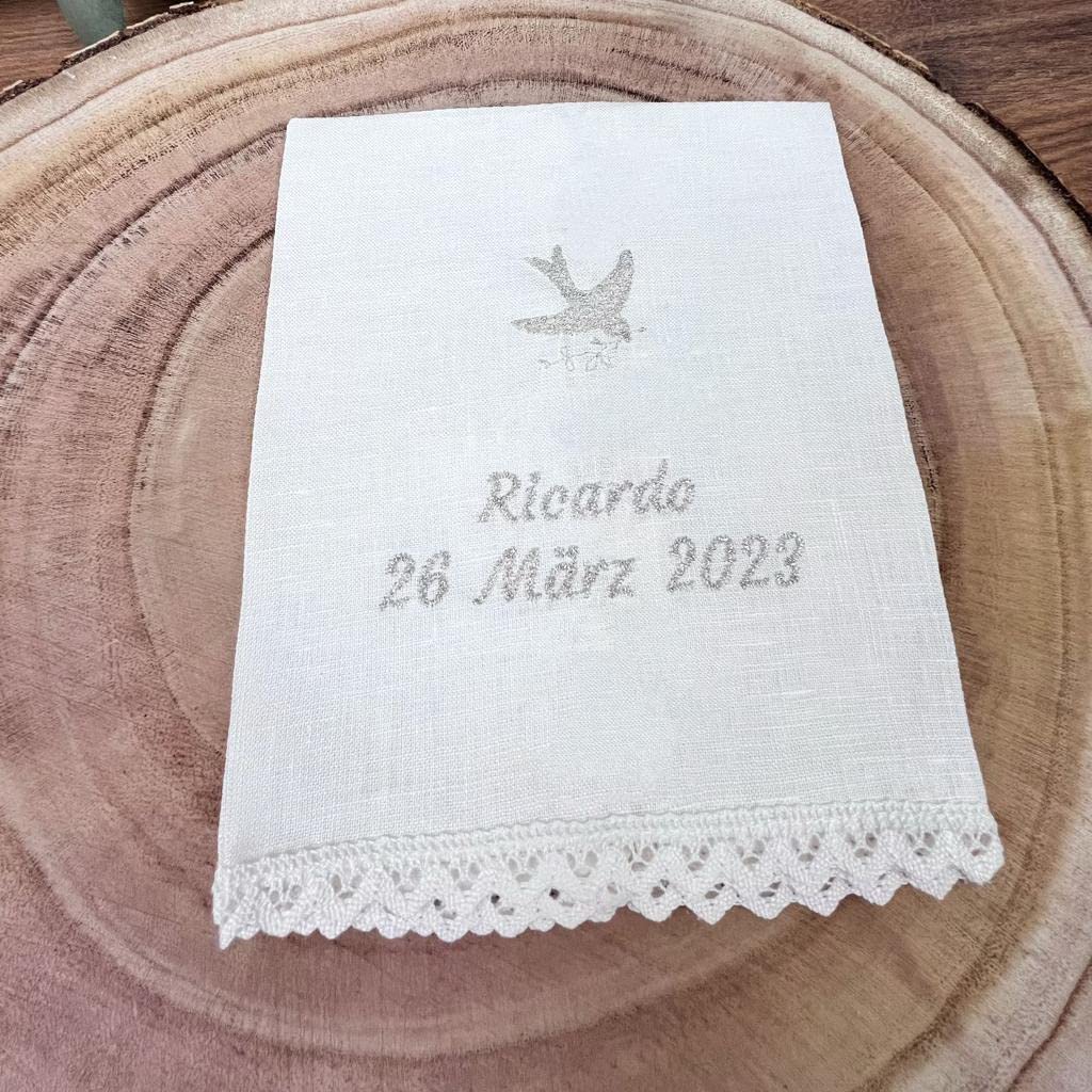 CARREDANA Pañuelo de Bautizo Bordado Personalizado. Personaliza Nombre, Color y Fecha. Toalla Bautizo-Regalo Personalizado (con Paloma Bordada) — view 8
