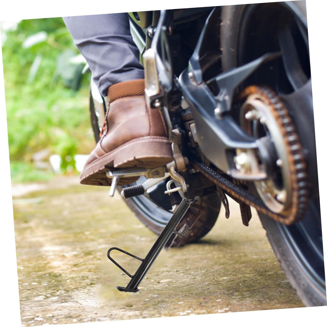 GANAZONO Motorcycle Side Stand Kickstand Replacement for Electric Scooters and Motorbikes Metal Single-Sided Support Adjustable Height Suitable for Parking on Surfaces