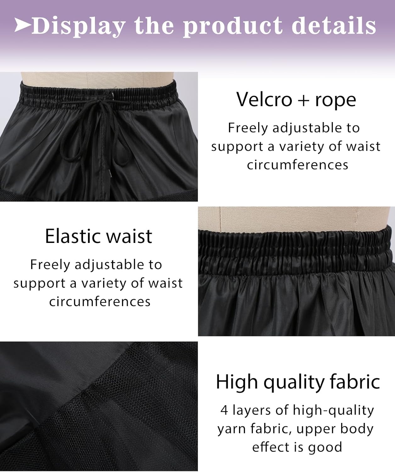 Hoopless Petticoats Crinoline A-line Slips Underskirt for Bridal Gown Floor Length - Image 2