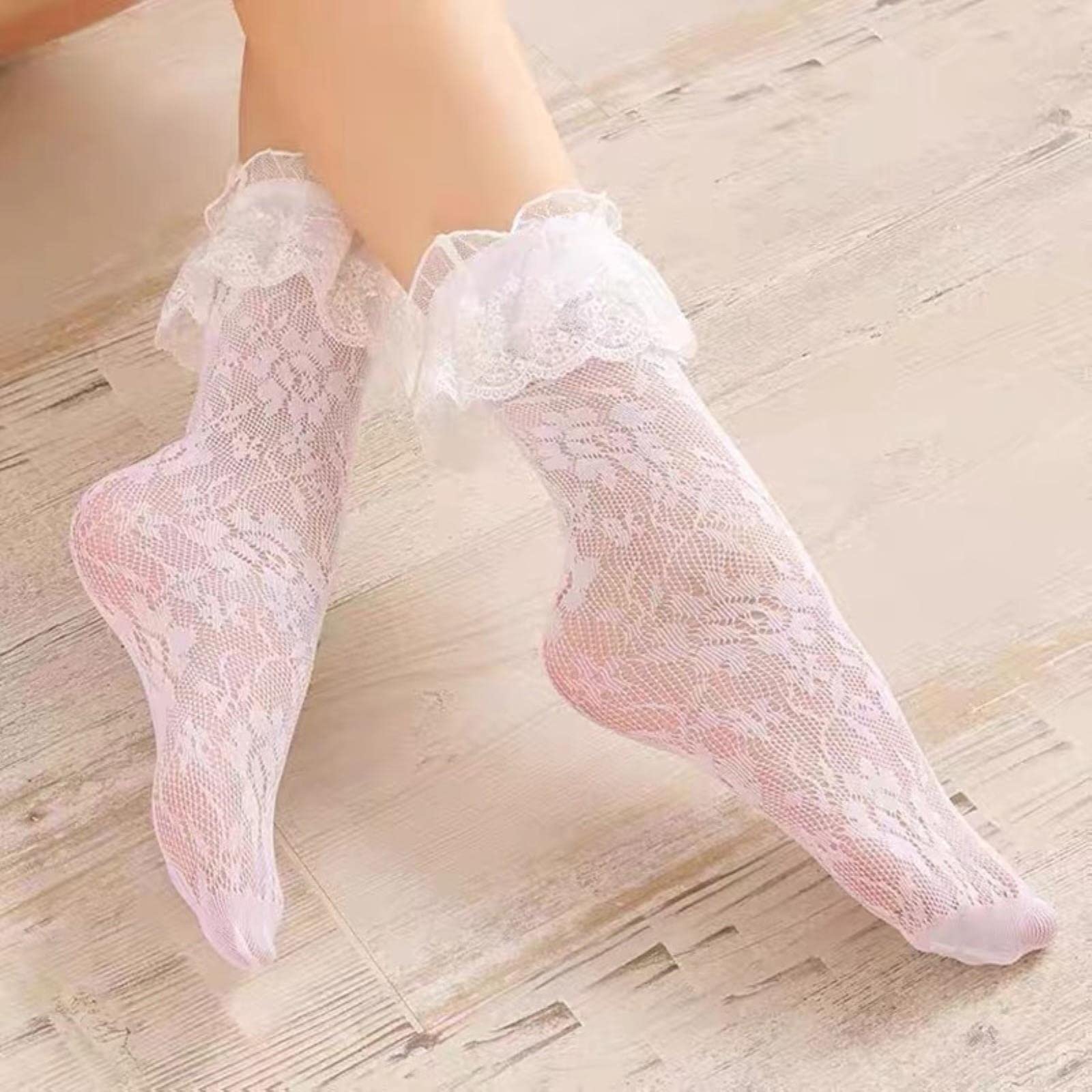 Seksowne koronkowe skarpetki lolita damskie letnie skarpetki z falbanami z falbanką przezroczysta kabaretka sałata kwiecista przezroczysta sukienka damska skarpety do kostek