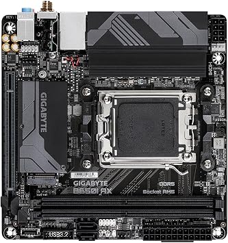 Gigabyte B650I AX Motherboard - Supports AMD AM5 CPUs, 5+2+1 Phases Digital VRM, up to 6400MHz DDR5 (OC), 1xPCIe 4.0 M.2, Wi-Fi 6E, 2.5GbE LAN, USB 3.2 Gen 2