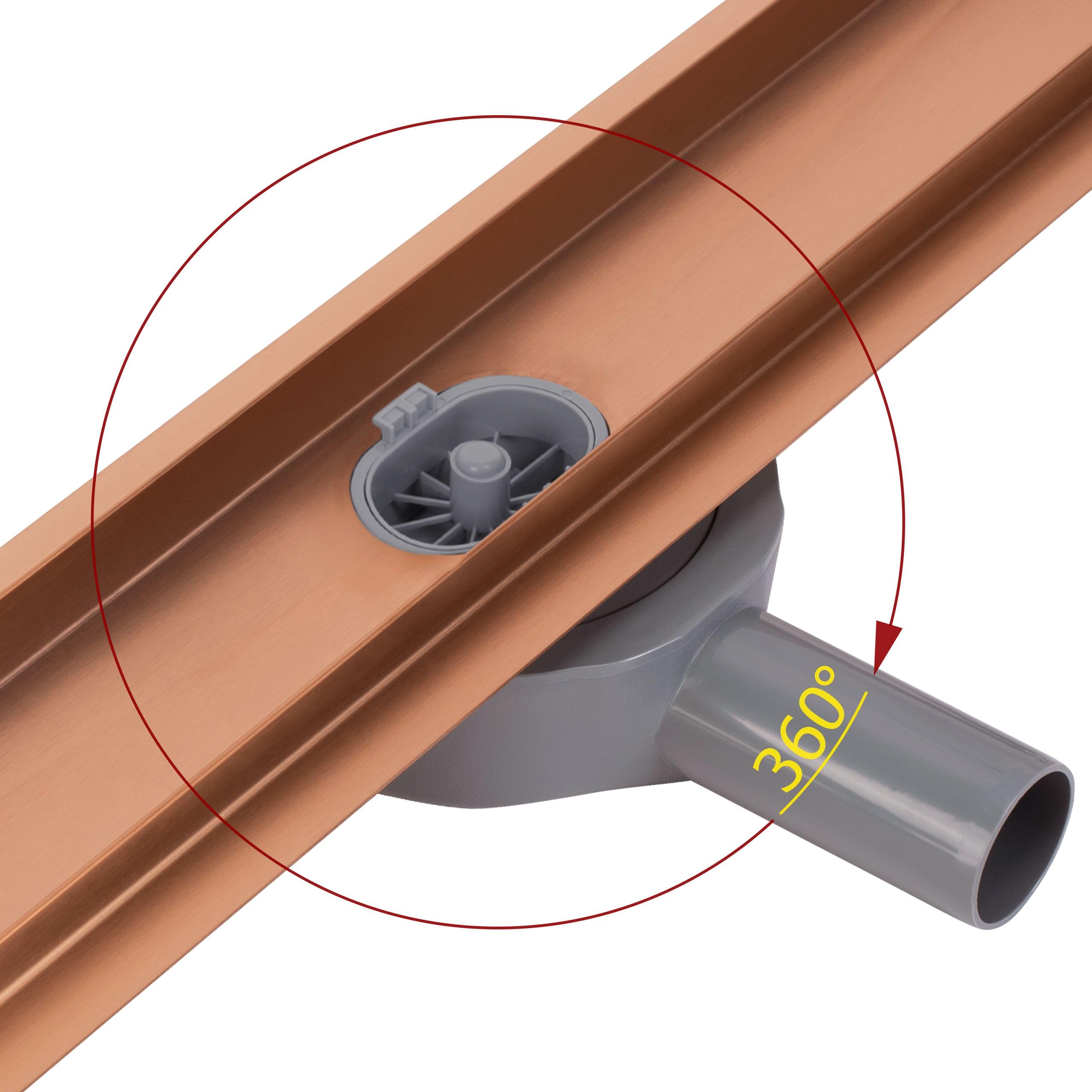 REA Drenaje Lineal NEOX Pro 74 X 11 X 6,5CM DESAGÜE Lineal DE Acero Inoxidable (Cobre Cepillado)