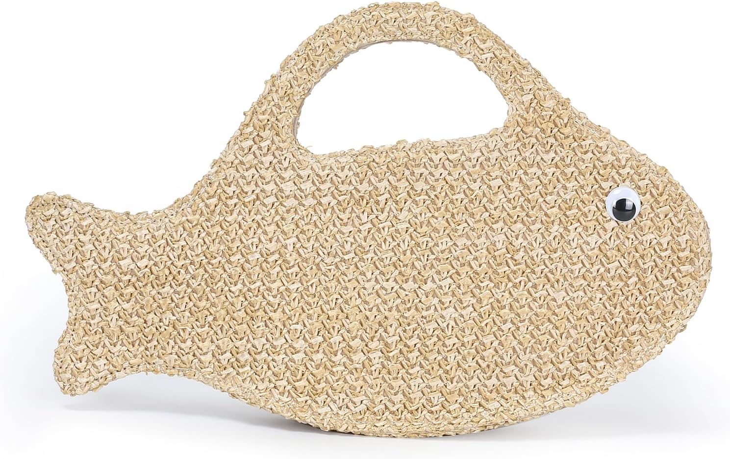 Herald Fish Shaped Straw Woven Purse for Women, Summer Beach Raffia Clutch Handbag Tote Satchel