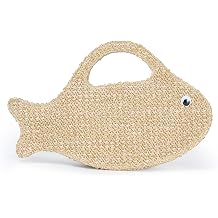 Herald Fish Shaped Straw Woven Purse for Women, Summer Beach Raffia Clutch Handbag Tote Satchel