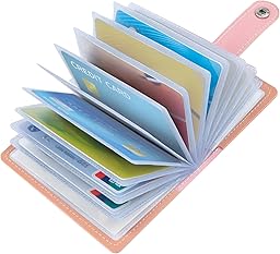 OSDUE Porte Carte de Crédit Femme Homme, Blocage RFID Portefeuille en PU Cuir Cartes de Visite Unisexe avec Bouton pour ID Banque Affaires, Rose