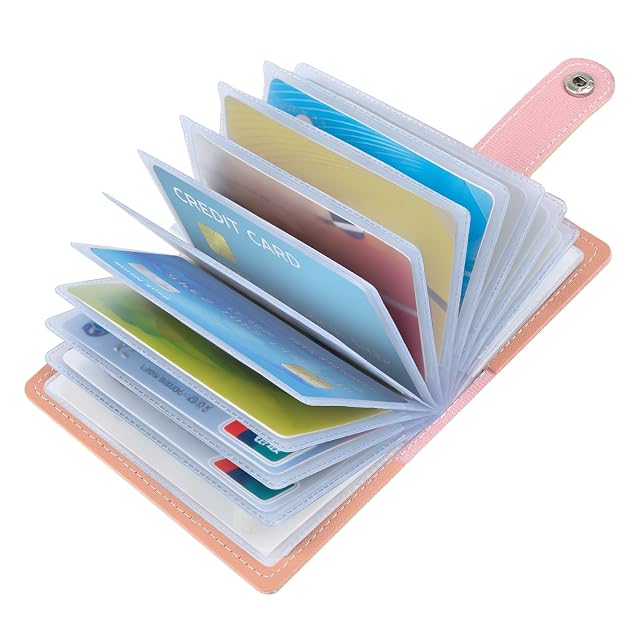 OSDUE Etui na karty kredytowe ze skóry PU, portfel RFID/NFC Secure Protection z 26 przegródkami chroniącymi przed kradzieżą, uchwytem na karty, wąskim portfelem męskim i damskim na dowód osobisty