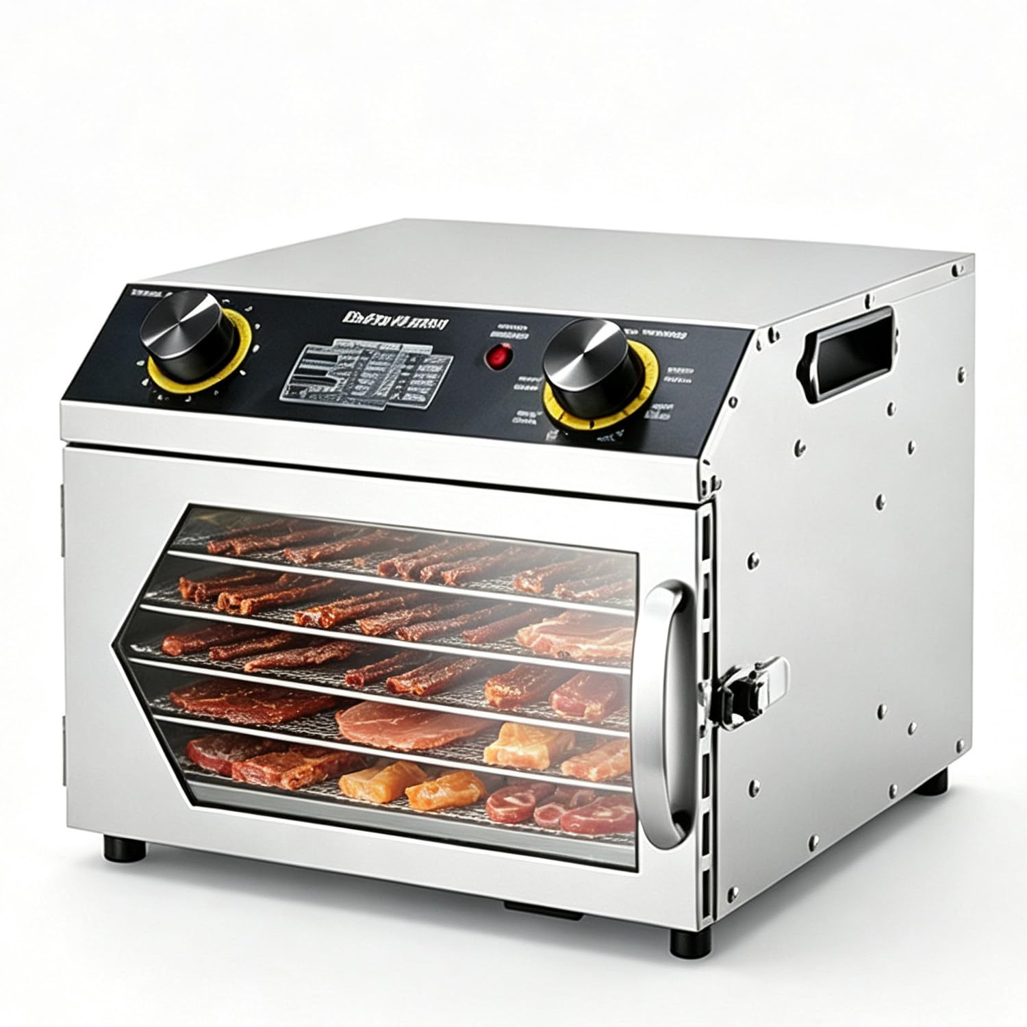 Deshidratador de Alimentos, circulación de Aire de 360°, protección contra sobrecalentamiento, 6 bandejas de Acero Inoxidable para cecina, Hierbas y golosinas para Mascotas. 6Layers-110v