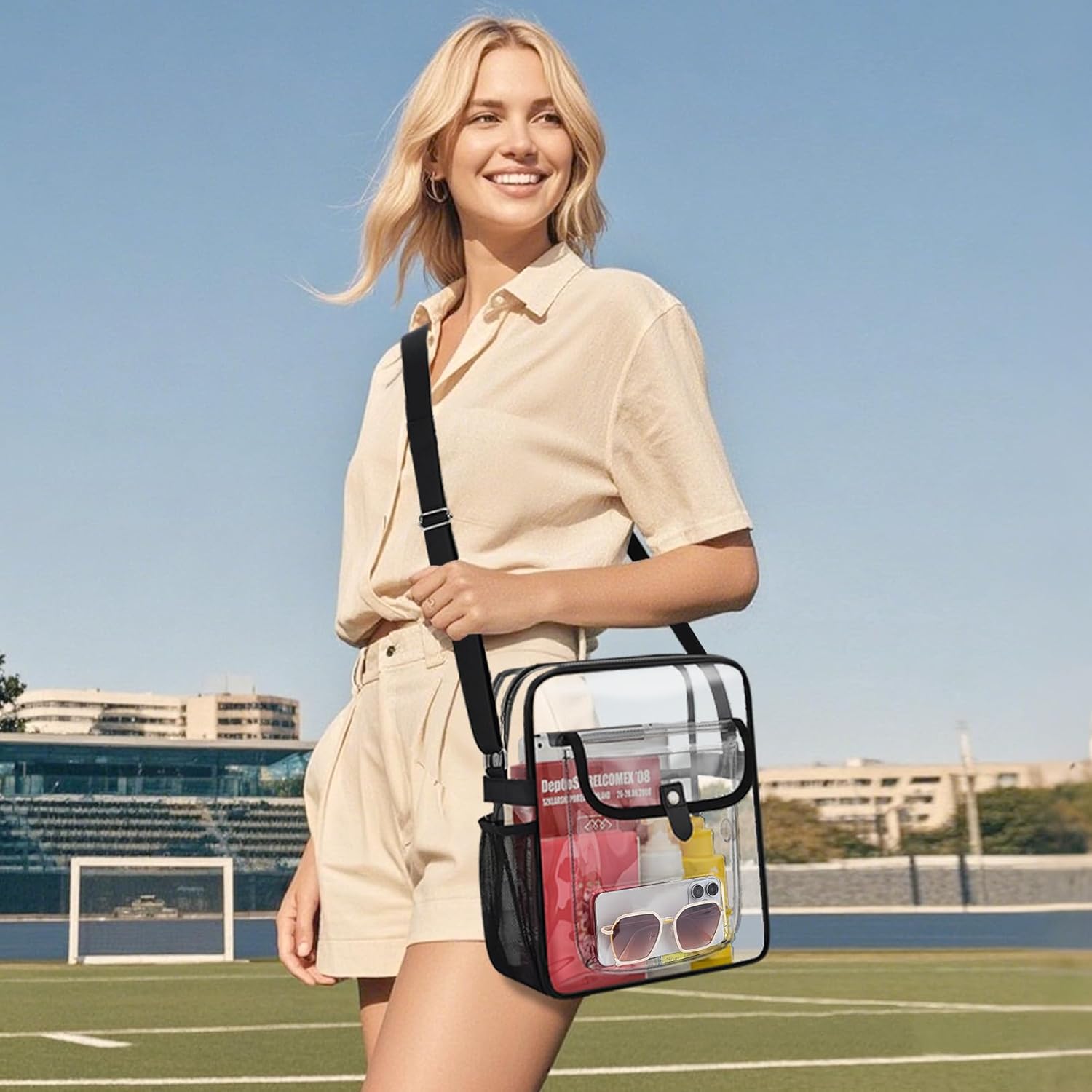 SPODEARS Clear Crossbody Bag for Stadium, Concert, Festival & More - Adjustable Shoulder Strap & Bottle Holder - Image 2