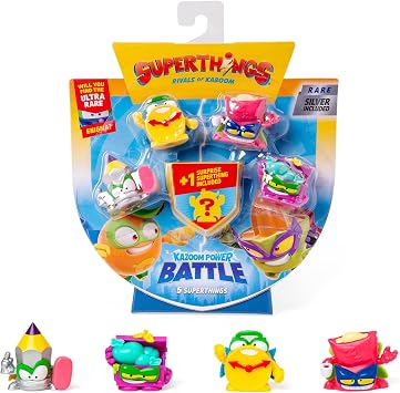 SUPERTHINGS KAZOOM POWER Battle   5 Pack. Contains 5 Superthings Including 1 Surprise Figure and 1 Silver Captain. Pack 3 of 6