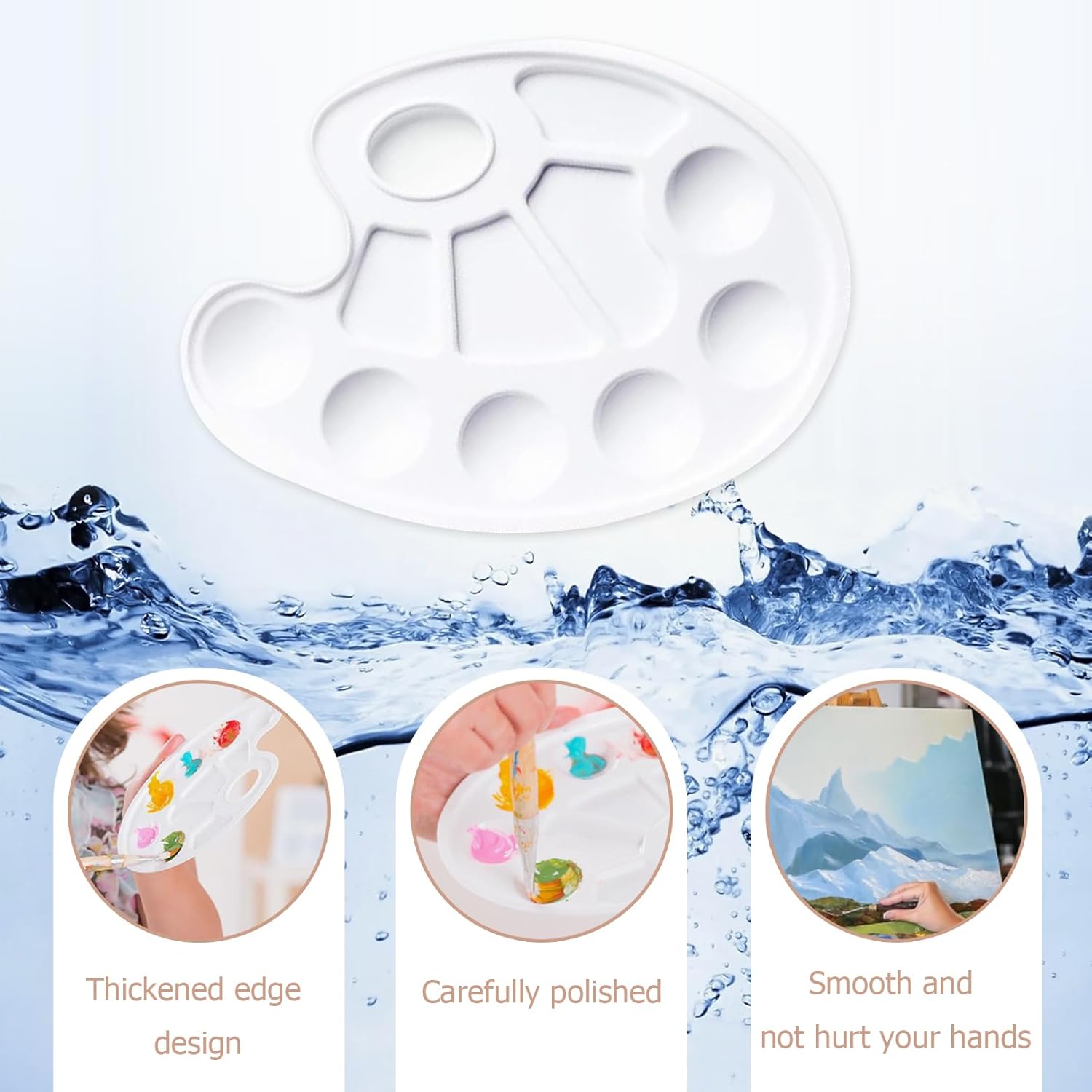 acrylic paint palette, mixing palette, plastic pallets, paint palette, Mixing Pallet 10 Well White Round Paint Palette, for Watercolor Acrylic and Oil DIY Craft Professional Art Painting