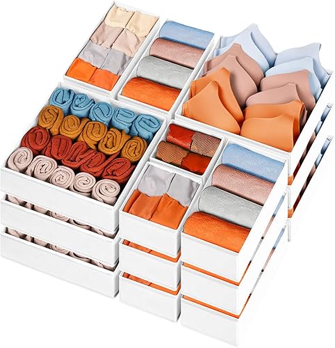 Miniatura 8 de Paquete de 15 organizadores de cajones para ropa, organizadores de armario de tela plegables y contenedores de almacenamiento para ropa de bebé,
