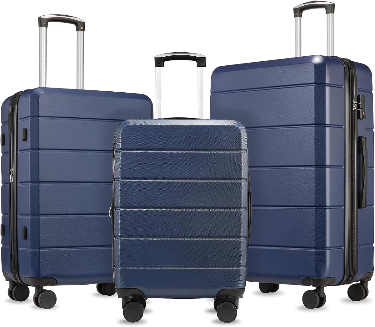 YOETEY Luggage Sets 3 Piece, Expandable Hardshell Suitcase with TSA Lock & Silent Spinner Wheels, Lightweight Hardside Travel Suitcase Set for International Trips (20/24/28 in, Blue)