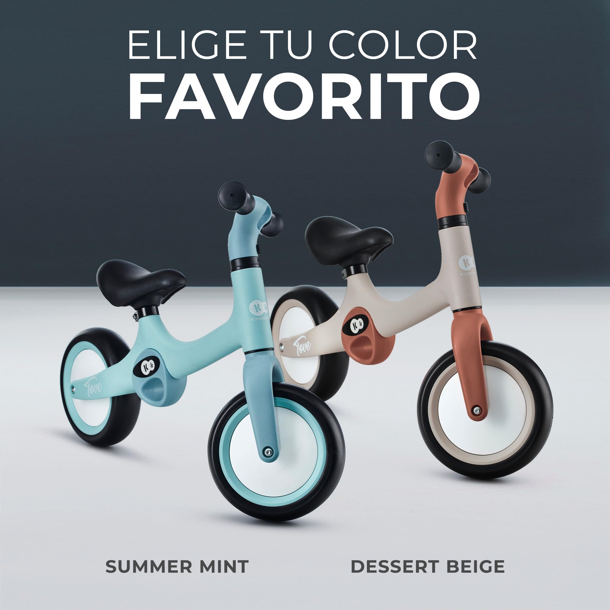 Kinderkraft Tove Bicicleta sin Pedales, Bicicleta Niño 18 Meses, Bicicleta 2 Ruedas, Bicicleta de Equilibrio, Sillín Ajustable, 25 kg, Menta