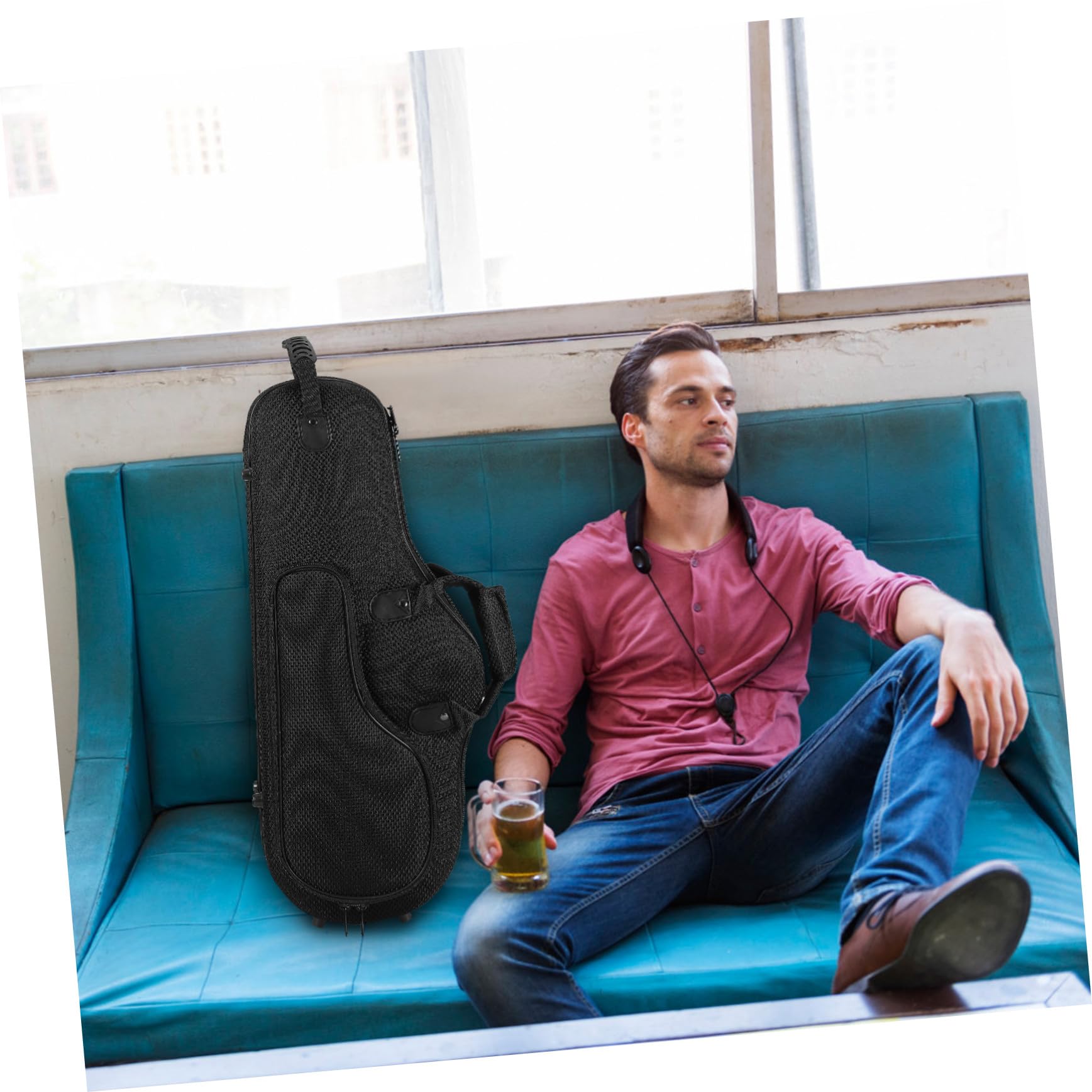 TOYANDONA Custodia per Sassofono Contralto con Ampio Spazio Oxford Nero, Portatile con Cinghie Regolabili Rimovibili per Concerti e Scuole