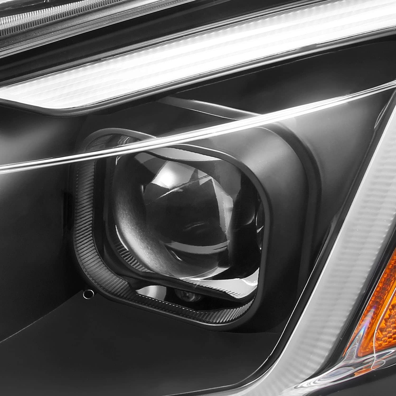 AKKON - Fits 2013 2014 2015 Sentra LED DRL Projector Front Black Bezel Headlights Headlamps Pair Left + Right