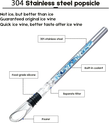 Miniatura 3 de YouYah - Enfriador de vino 3 en 1 de acero inoxidable para botellas de vino, barra enfriadora rápida de vino sin hielo con aireador y vertedor,