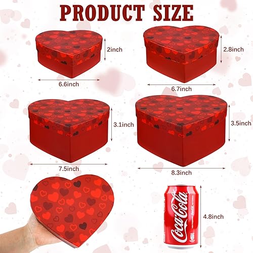 Miniatura 2 de Zhanmai 8 cajas de regalo en forma de corazón para el día de San Valentín, caja de regalo de corazón de cartón con 4 tamaños, cajas románticas en