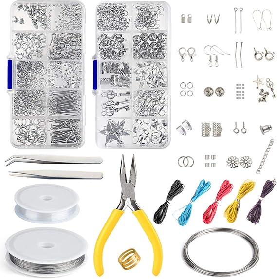 FEPITO Jewelry Making Kit Jewelry Finding Starter Tools Kit with Pliers