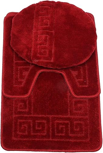 Miniatura 9 de Juego de tapetes de 3piezas, tapete rugoso para baño (20 pulgadas x 32 pulgadas), tapete grande (20 pulgadas x 20 pulgadas) más tapete para tapa,