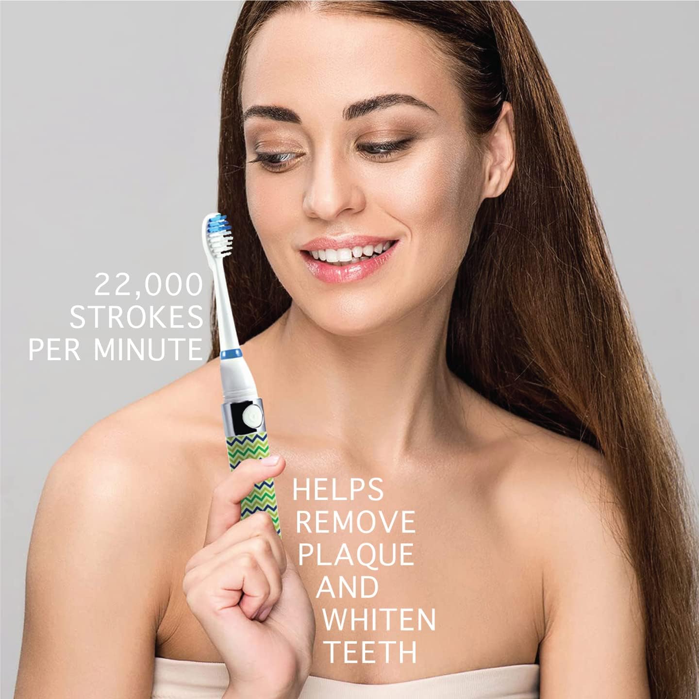 Pursonic Portable Sonic Toothbrush Battery Operated, Battery Included, 3 Brush Heads Included, 22,000 Strokes Per Minute, Brush On The Go (Green) image 3