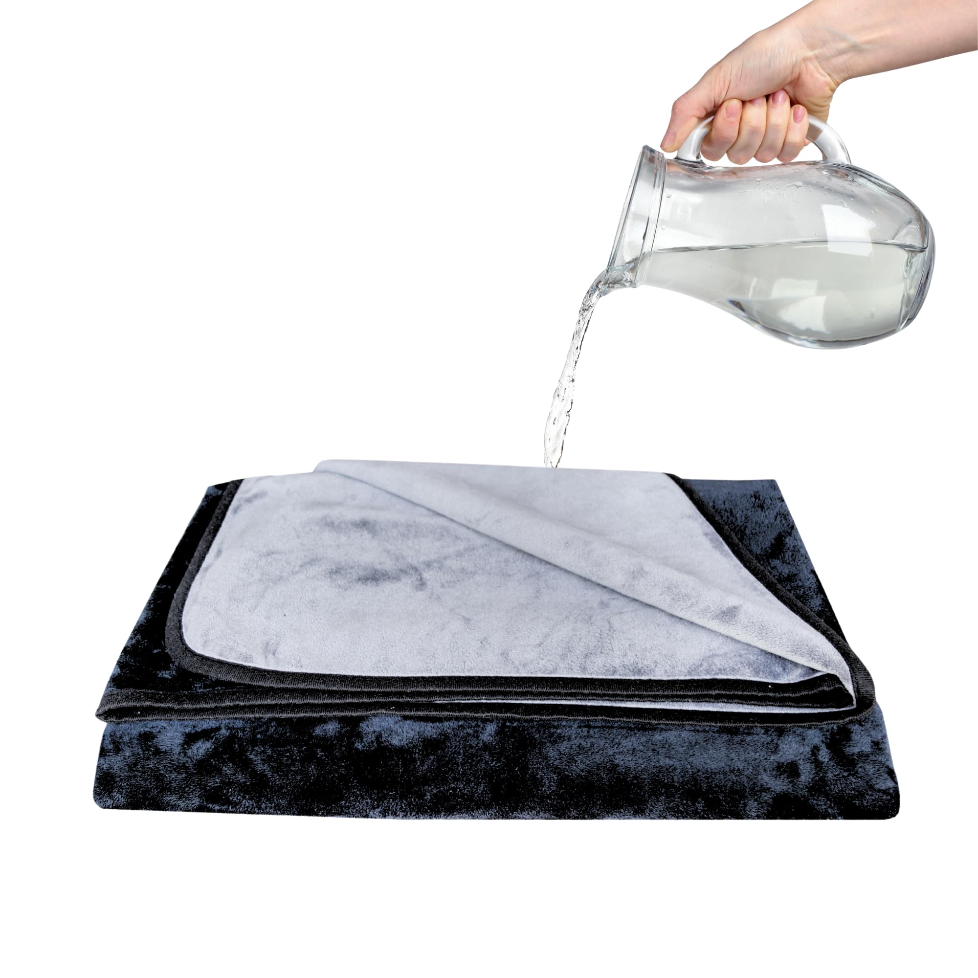 Waterproof Blanket, Queen Size, Reversible, Black and Gray, Soft Fleece Throw Blanket, Leakproof Couch and Bed Protector