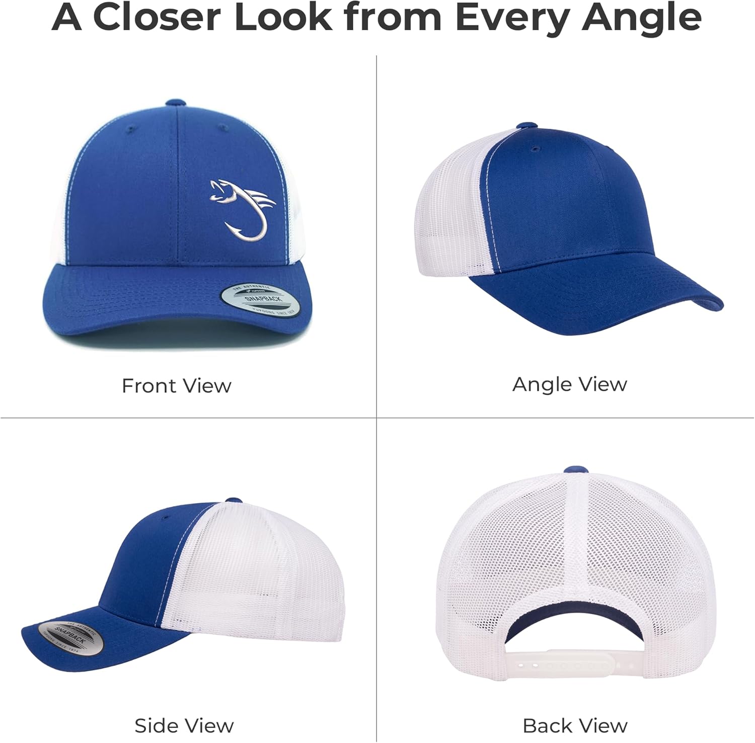Embroidered Fishing Trucker Hat – Breathable Mesh Snapback Cap for Men & Women, Dad Fishing Gift, Outdoor Hat