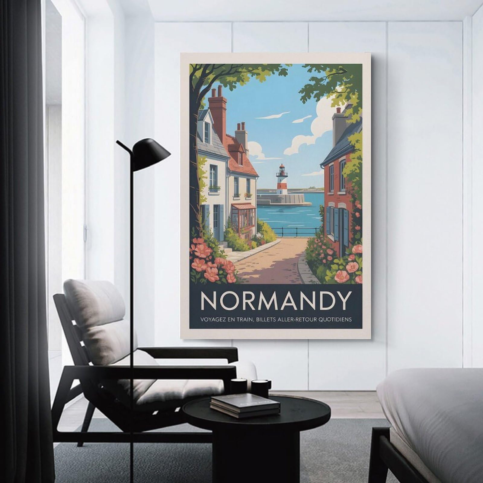 Junmoney Decorative Canvas Print Normandy Old French Travel, 24x36inch(60x90cm), for Office, Study Or Home Workspace, Decorative Artwork for Productive Spaces