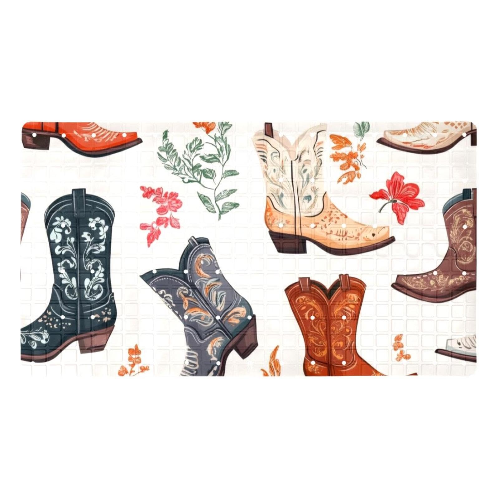 Wild West Tapis de bain antidérapant rectangulaire avec ventouses - Lavable en machine - 40 x 70 cm