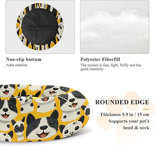 Miniatura 5 de Small Cartoon Cute Dogs Doodles Art Donut Cuddler Pet Dog Beds fluffier Cat Cave Bed for Medium Size Pets Supplies cama elevada para Perros Grandes