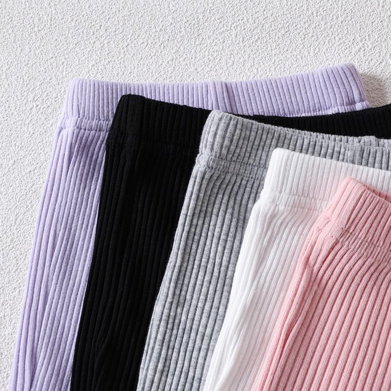 5 Pack Toddler Girl Pants Baby Girl Solid Ribbed Pants Toddler Girls Bottoms Leggings Newborn Cotton Jogger - Image 2