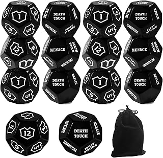 12 Pieces MTG Counter 12 Sided Abilities Keywords Dice Loyalty MTG Life Counter Tokens Dice Buff Tokens Compatible with Magic Card Game Accessories CCG Creature Stats (Black)