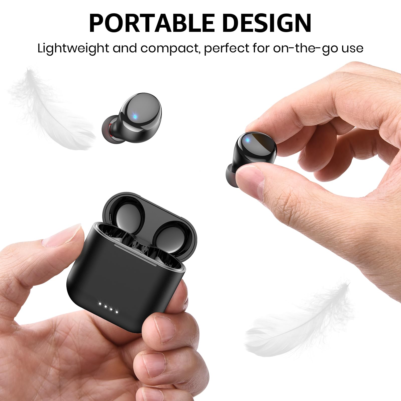 TOZO T6 Wireless Earbuds, IPX8 Waterproof Ear Buds, Stereo Bass Sound Bluetooth 5.3 Headphones in Ear, 50 Hours Playtime Earphones, Wireless Charging Case, Custom 32 EQ via APP