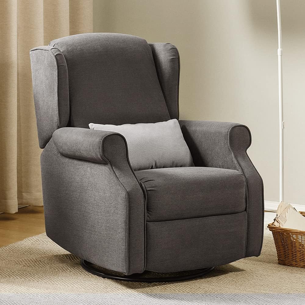 YANXUAN Pushback Recliner Chair with Swivel Base, Manual Mechanism Rocking Chair with Trim, Charcoal : Home & Kitchen