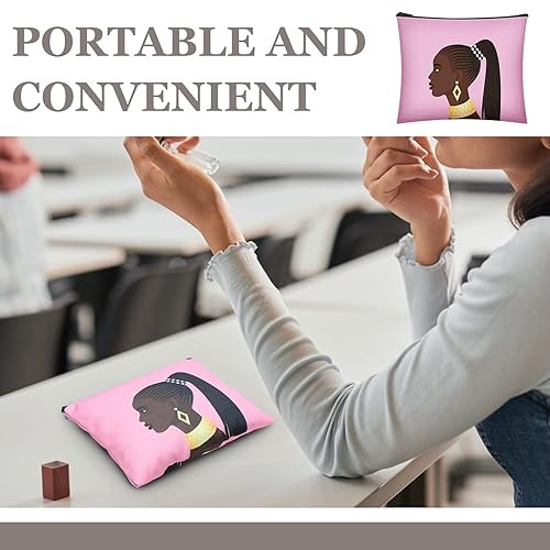 Miniatura 4 de Sweetude 20 bolsas de cosméticos afroamericanas, bolsas de maquillaje para mujeres negras, bolsas de maquillaje de lona Afro Queen, bolsas de