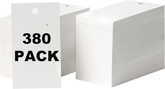 380 Pack Earring Cards - Earring Display Cards - Display Earring Card - Custom Earring Cards For Earring Display - Hanging Earrings - Bulk Earring Cards - 2 x 3.5 Inches - White Pack of 380