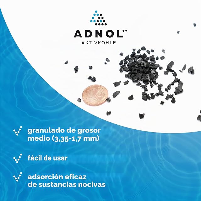 Foto 7 de 8 de ADNOL® Carbón activo granulado de 5 litros de cáscaras de coco para filtro de agua para acuario y estanque…