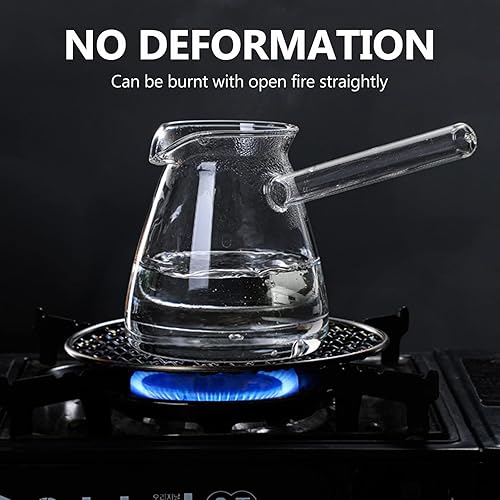 Miniatura 4 de Paquete de 1 vaso de chupito de espresso con asa, olla de café turco de vidrio grueso para hervir 15.2 onzas, transparente