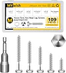 Mywish 1/4 Hex Head Lag Screws Assortment Kit, 109Pcs Heavy Duty Lag Bolts with Washers, 304 Stainless Steel Bolts 18-8 5-Size Wood Screws for Outdoor, Bright Finish 1/4 Bolt
