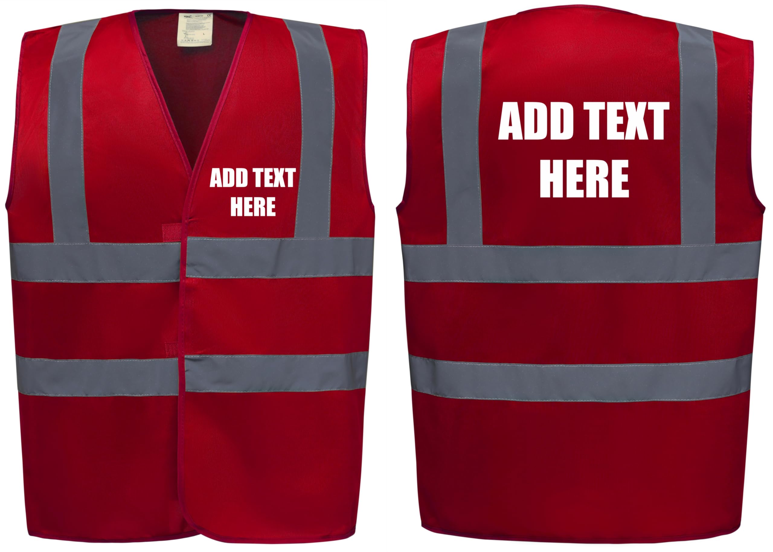 Brook Hi Vis, Hi Vis Safety Vest Custom Printed Personalised High Viz Waistcoats, Add Your Text To Front and Back, Brand Your Company Logo - Personalised High Vis Vest