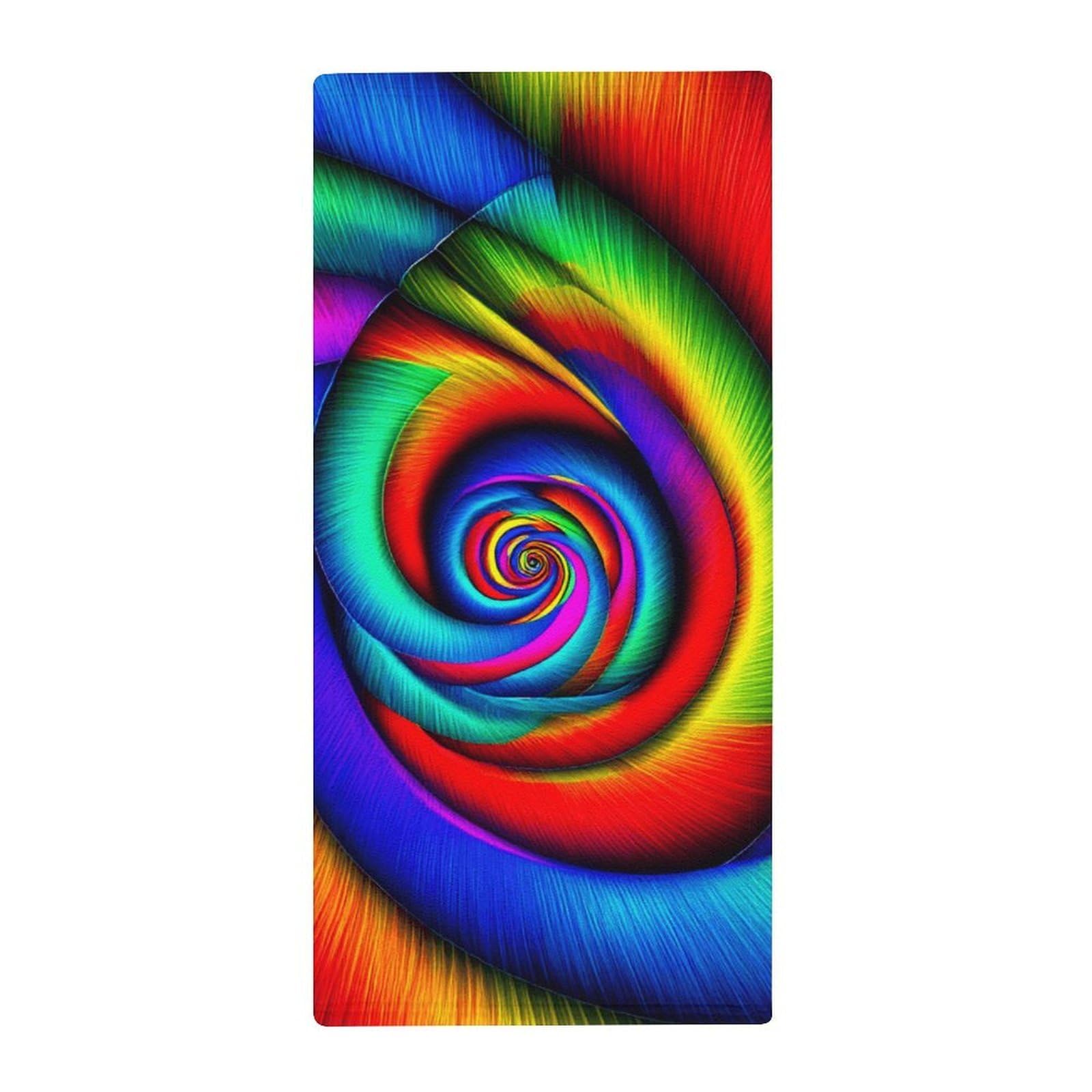Anceky Decorative Hotel Bath Towels, Spiral Psychedelic Tie Dye Rainbow Soft Absorbent Hand Towels for Guest Rooms & Kitchen Use