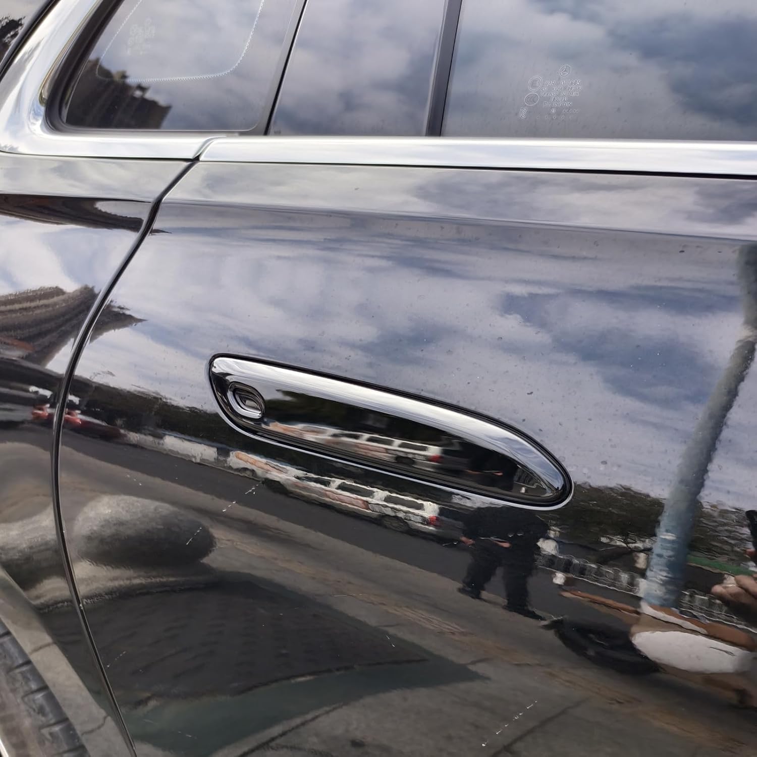 ZiWen Chrome Gloss Black Carbon Fiber Sport Door Handle Cover Trims for Mercedes Benz E-Class S EQE EQS W214 S214 X214 W223 2023 2024 2025 2026 (Gloss Black)