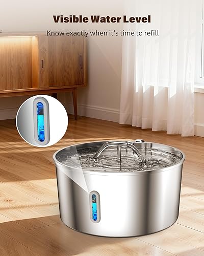 Miniatura 6 de Fuente de agua para perros grandes, dispensador de agua de acero inoxidable para perros de 7 L236 onzas, fuente automática para mascotas con bomba