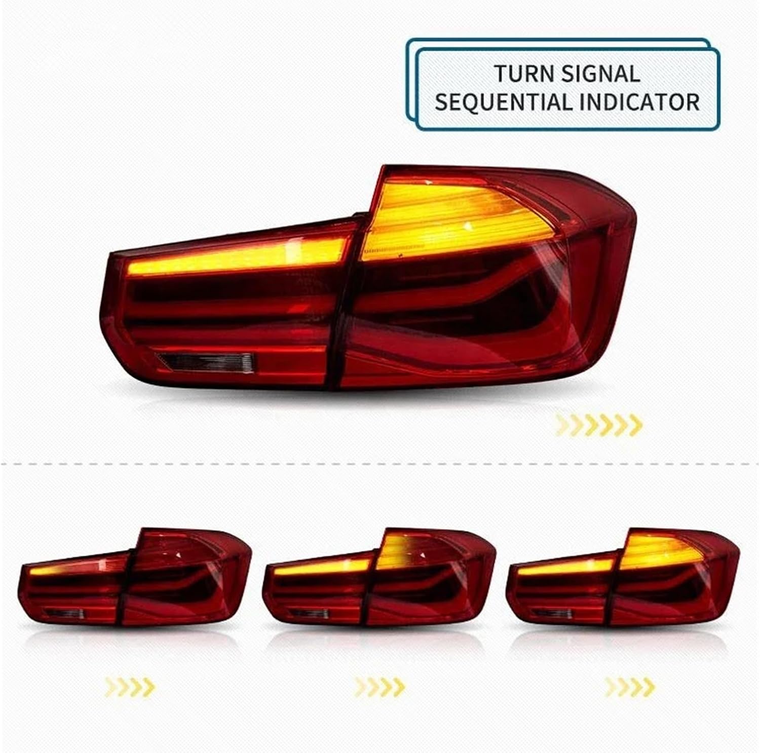 LED Rear Tail Lights Compatible With BMW 3 Series F30 F35 F80 2013-2018 Taillight Car Modified Turn Singal Lamps Brake Fog Lights(4PCS Red)